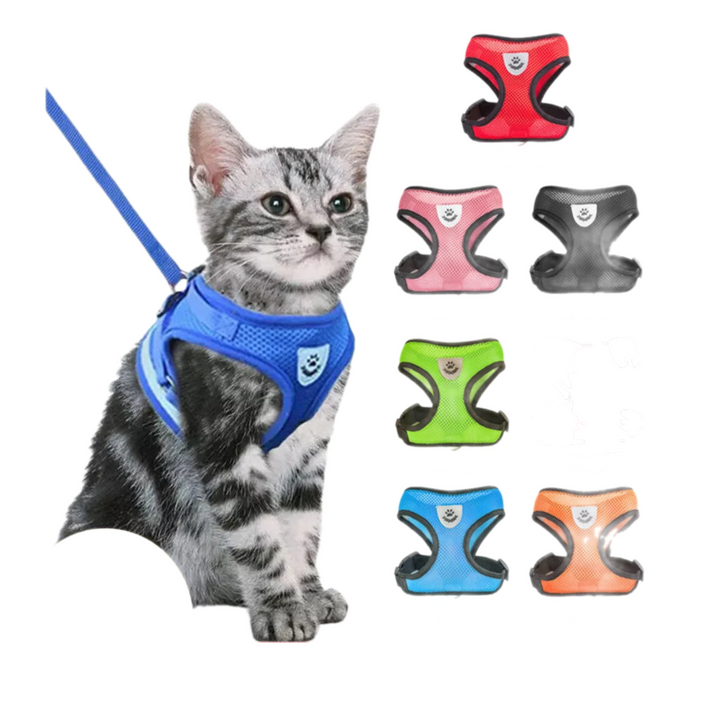 Adjustable Cat & Dog Breathable Harness Set | Vest Walking Traction Rope Set