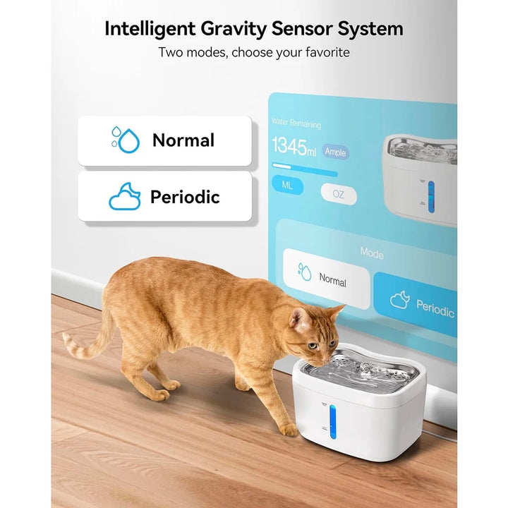 Wireless Cat Water Fountain with APP | Automatic Pet Hydration with Weight Sensor