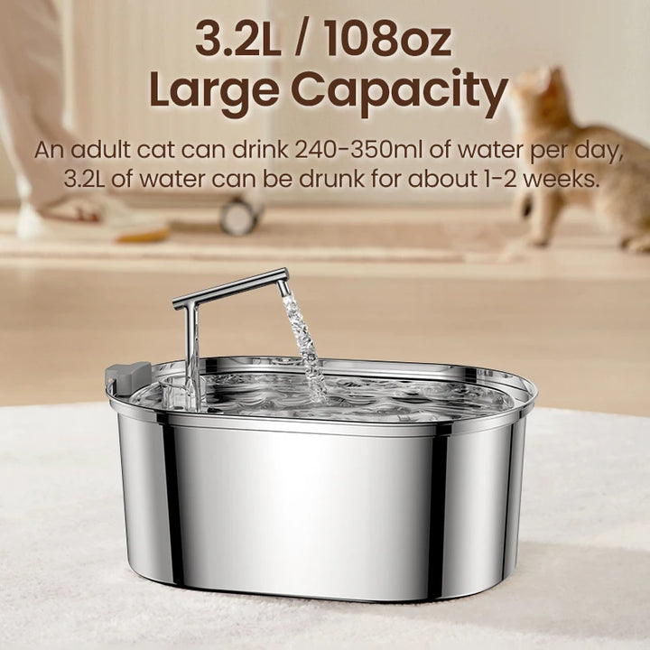 Stainless Steel Pet Water Fountain | Automatic Cat and Dog Water Dispenser